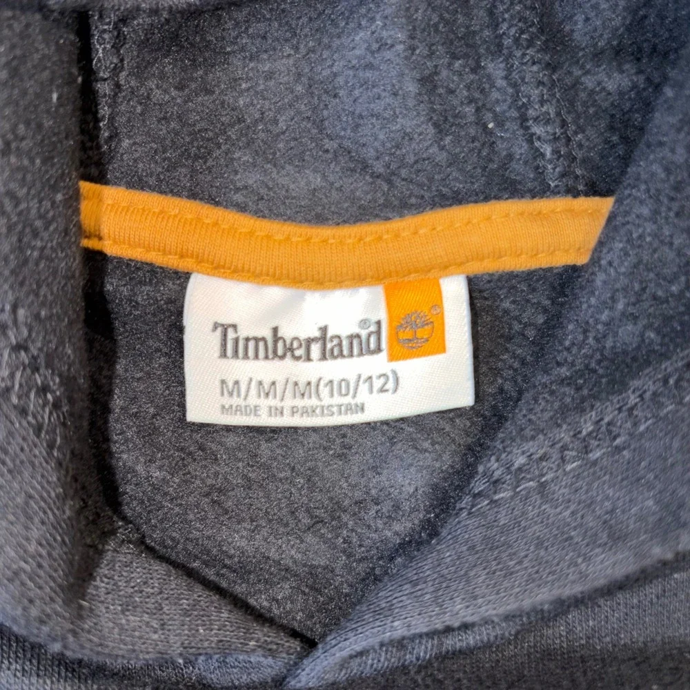 Timberland Kids Black Flocked Tree Logo Hoodie TLFFB26F-001 Size M 10/12